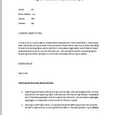 Flight Attendant Resume Sample