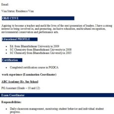Examination Coordinator Resume Sample