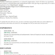 Security Guard Resume Sample