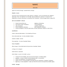 Facility Manager Resume Sample