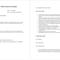 Safety Officer Resume Template