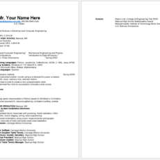 College Student Resume Sample