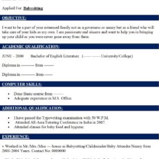 Baby Attender Resume Sample
