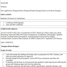 Home Designer Resume Sample