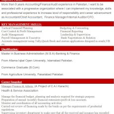 Senior Finance & Admin Manager Resume Sample