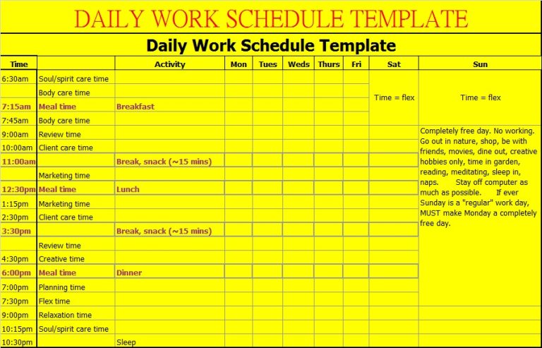 Timtable Work Work Timetable Templates — Latest Resume Sample